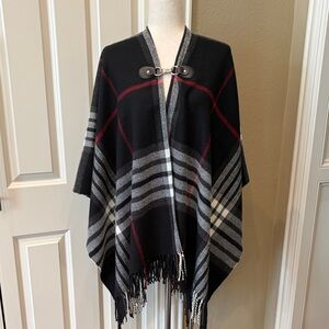 FRAAS Plaid Cape Buckle Detail Red/Black/White One Size